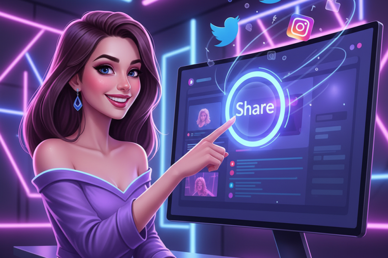 Successful webcam model using virality strategies and the share bar to gain followers.