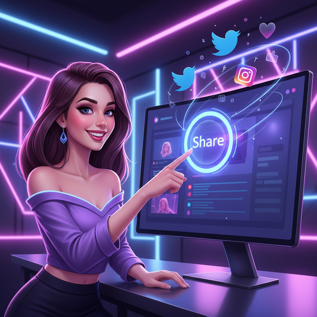 Successful webcam model using virality strategies and the share bar to gain followers.