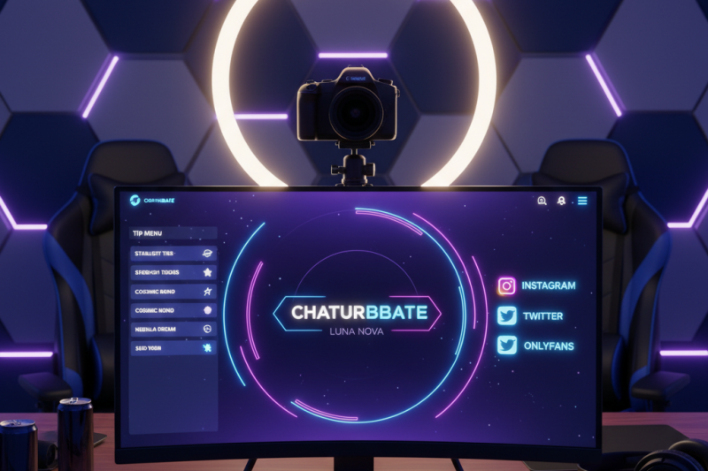 A professional Chaturbate streaming setup featuring a high-quality profile design and tip menu.