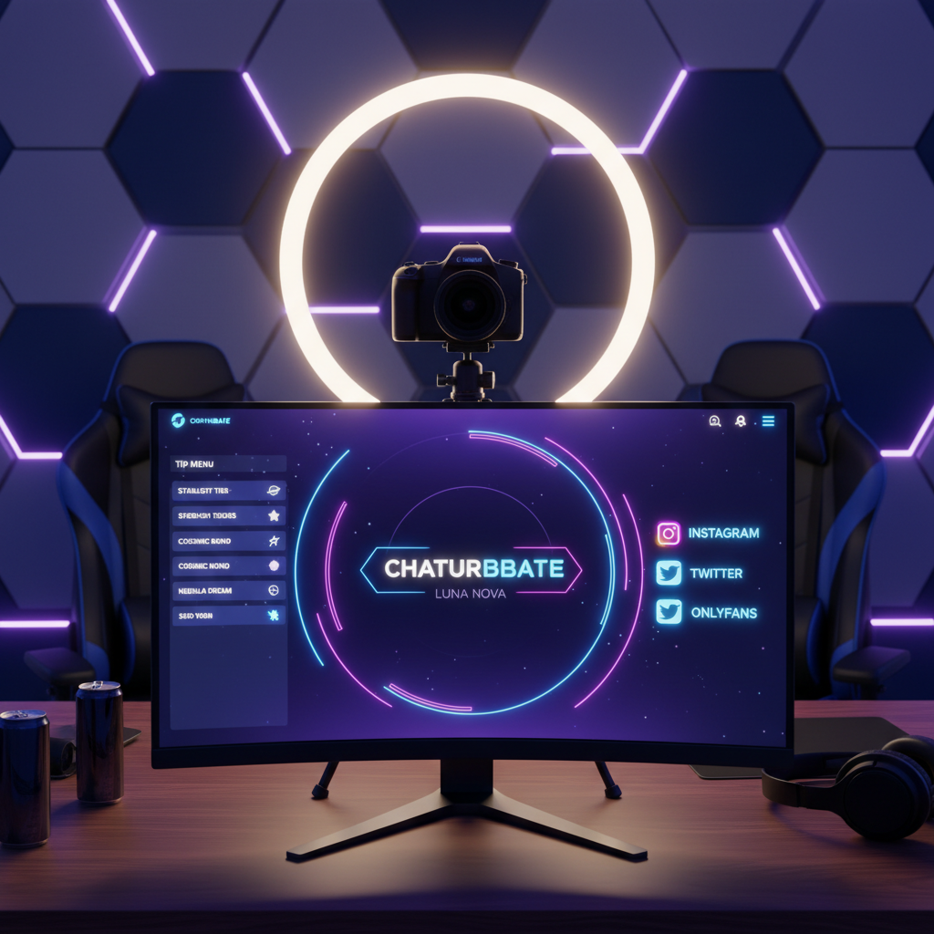 A professional Chaturbate streaming setup featuring a high-quality profile design and tip menu.