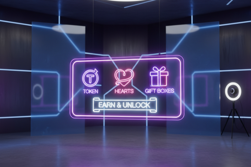 Professional digital tip menu design for webcam models featuring token icons and tiered pricing categories.